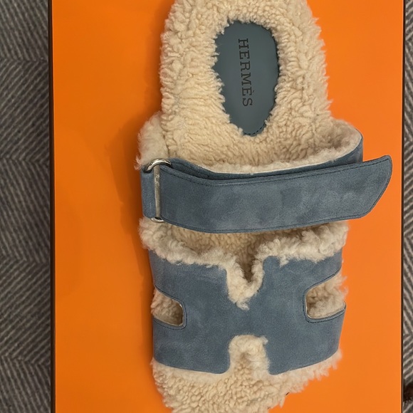 Hermes Chypre Sandal Bleu/Pinede/Ecru - Picture 1 of 5